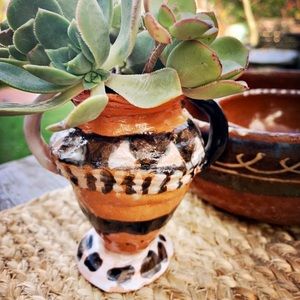 Handmade, hand painted imperfect ceramic vase.